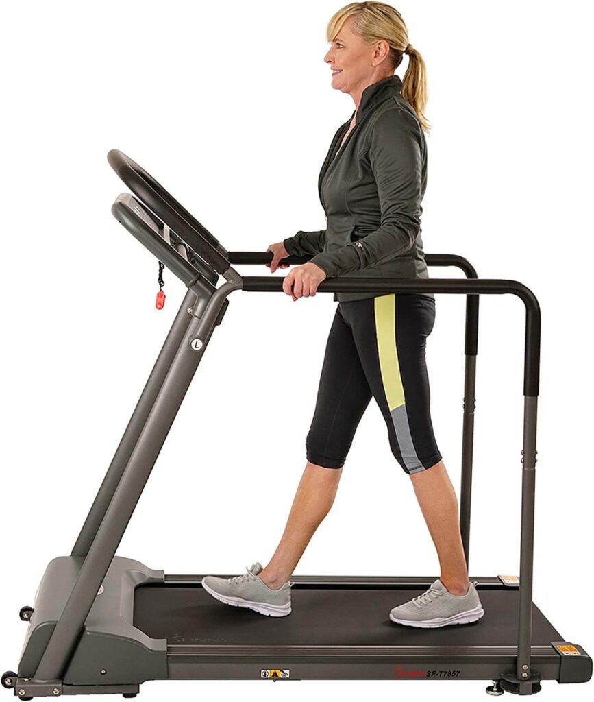 Sunny Health & Fitness Walking Treadmill with Low Wide Deck and Multi-Grip