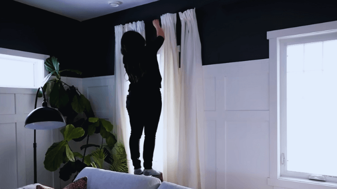 hide treadmill by draping a curtain